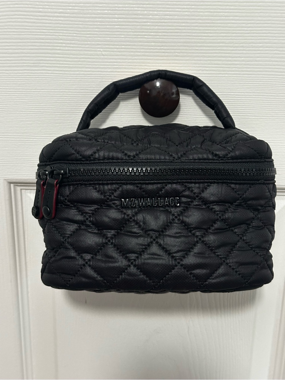 MZ Wallace Quilted Nylon Vanity Case in Black EUC w/Top Handle